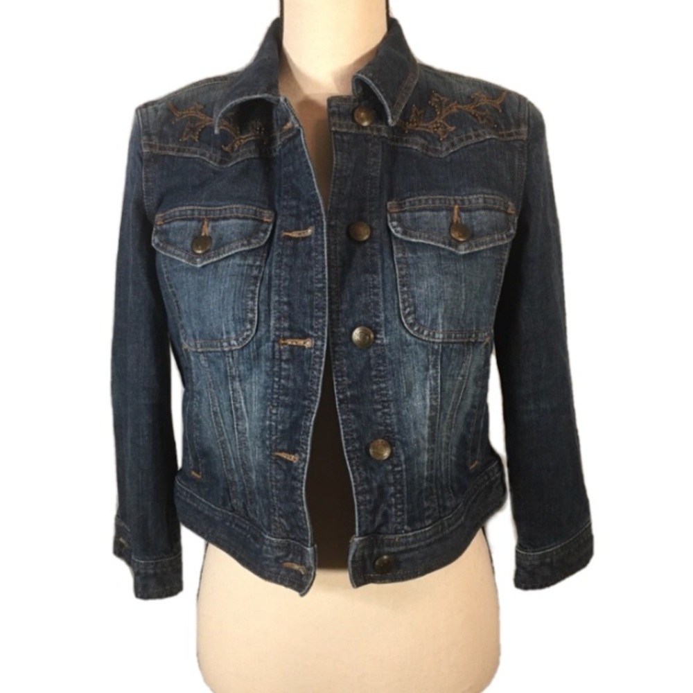 Lauren RL Embroidered Beaded Jean Jacket Size SP